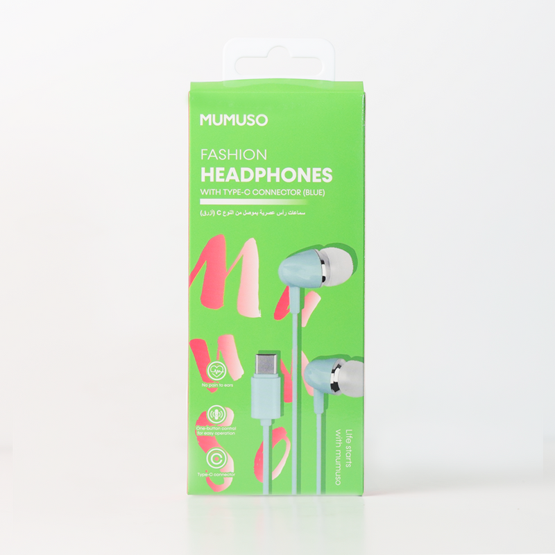 Mumuso Fashion Headphones with Type-C Connector - Blue