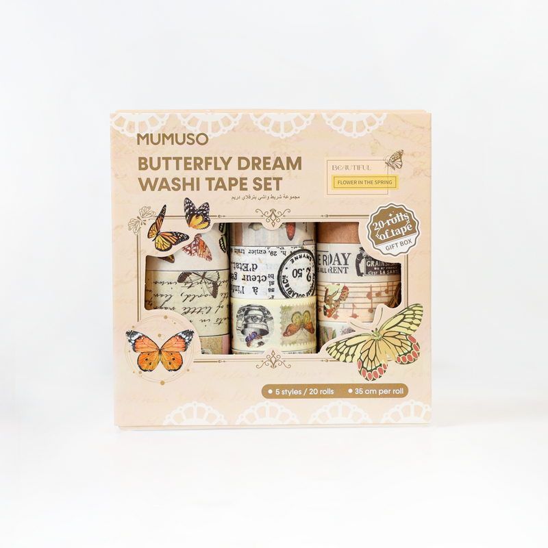 Mumuso Butterfly Dream Washi Tape Set - 20 Rolls
