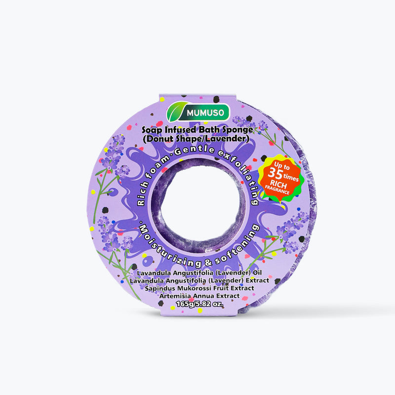Mumuso Soap Infused Bath Sponge - Donut Shape (Lavender)