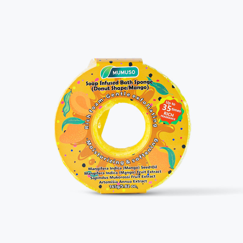 Mumuso Soap Infused Bath Sponge - Donut Shape (Mango)