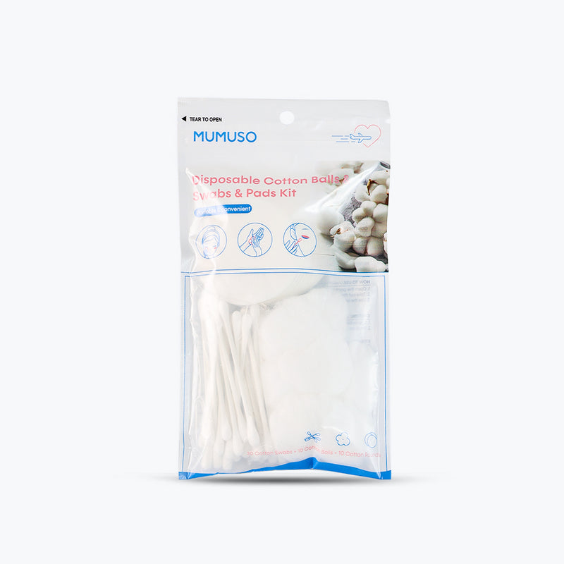 Mumuso Disposable Cotton Balls & Swabs & Pads Kit