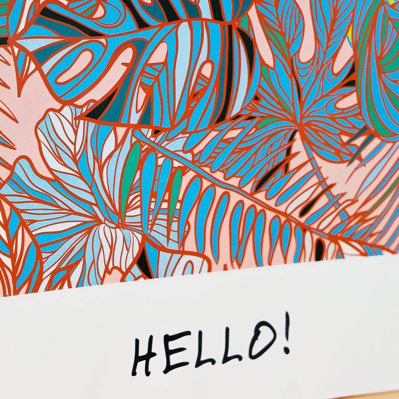 Mumuso Beautiful Rectangular Gift Bag with Red Rainforest Design - Medium