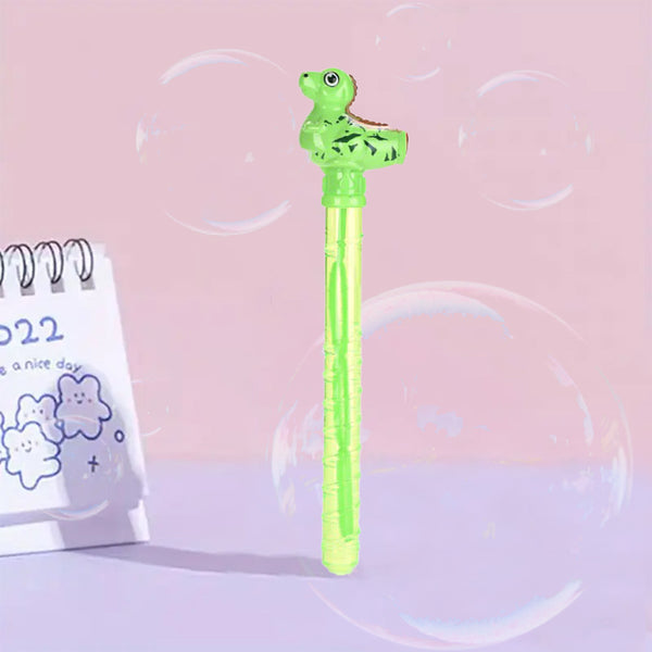 Mumuso Dinosaur Handle Bubble Wand With Whistle - Green