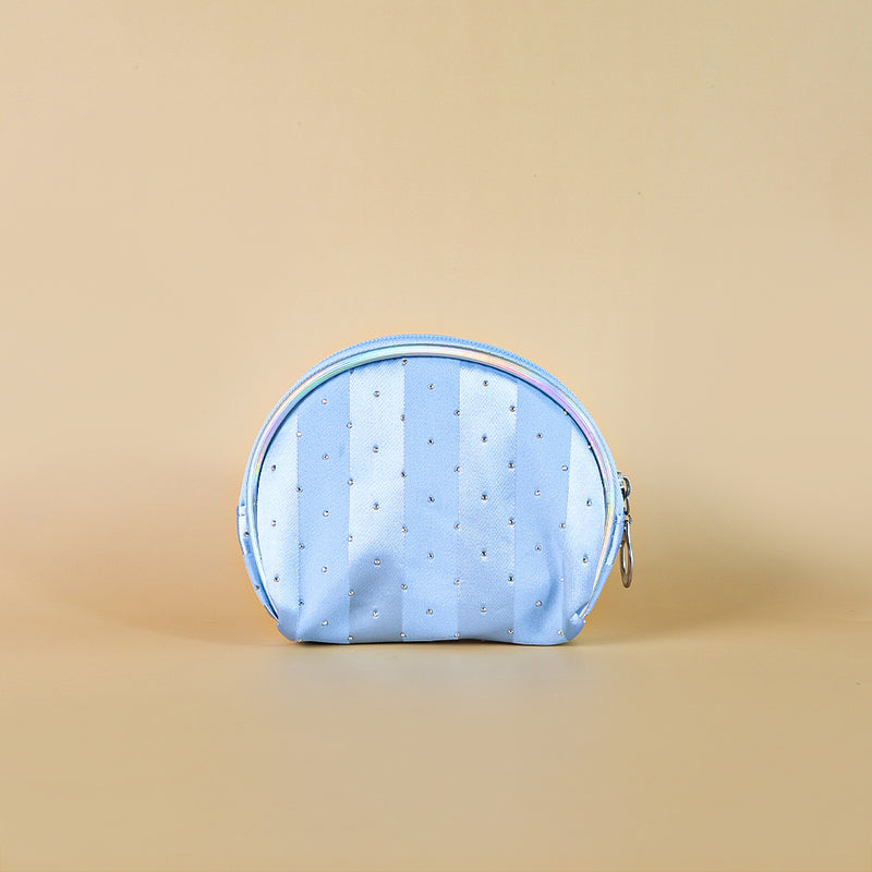 Mumuso 3pc set of Transparent Shell Shaped Makeup Bags with Diamond Dotting - Blue