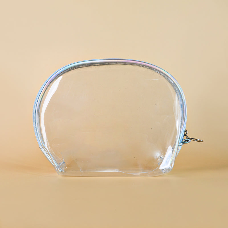 Mumuso 3pc set of Transparent Shell Shaped Makeup Bags with Diamond Dotting - Blue