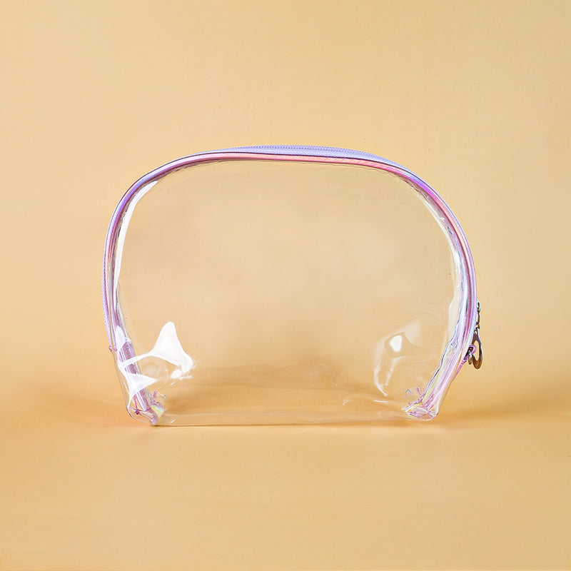 Mumuso 3pc set of Transparent Shell Shaped Makeup Bags with Diamond Dotting - Purple