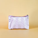Mumuso 3pc set of Transparent Shell Shaped Makeup Bags with Diamond Dotting - Purple