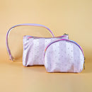 Mumuso 3pc set of Transparent Shell Shaped Makeup Bags with Diamond Dotting - Purple