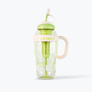 Mumuso Handheld Large Capacity Straw Water Cup - Green (1300ml)