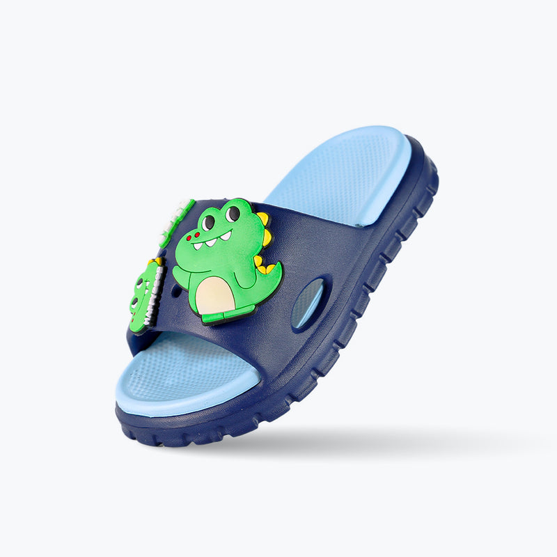 Mumuso Children's Boys' Hole Punched Dinosaur Slippers - Dark Blue (28-29)