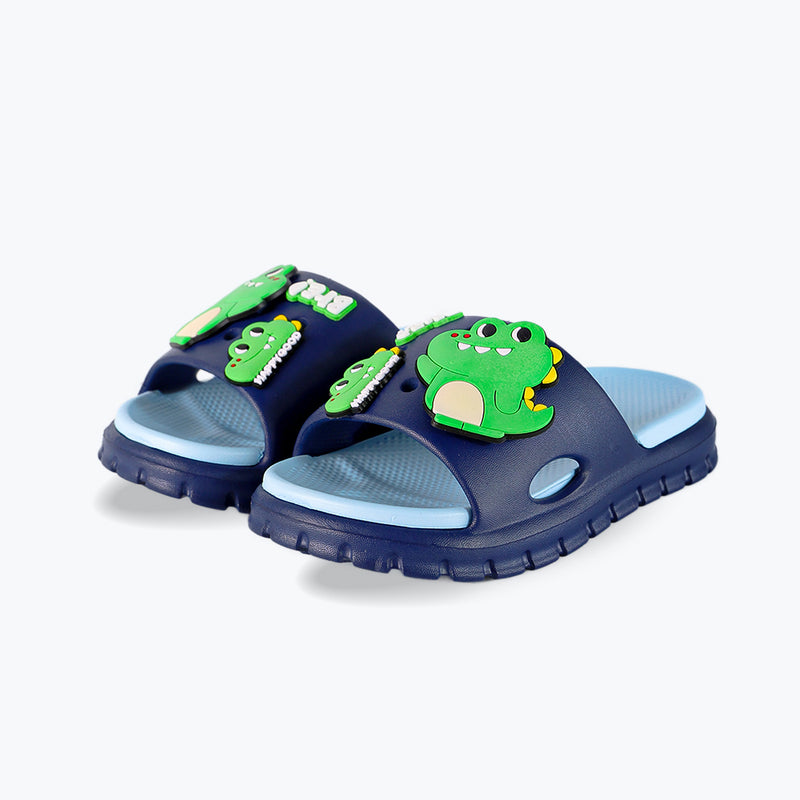 Mumuso Children's Boys' Hole Punched Dinosaur Slippers - Dark Blue (28-29)