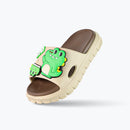 Mumuso Children's Boys' Hole Punched Dinosaur Slippers - Khaki (26-27)