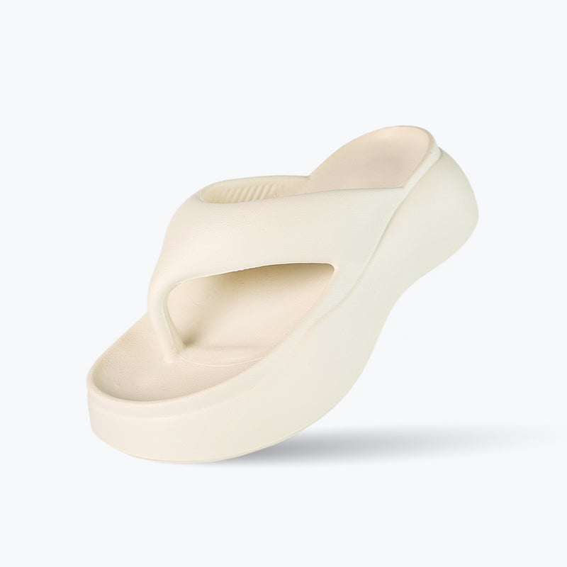 Mumuso Women's Platform Flip Flop - Beige (40-41)