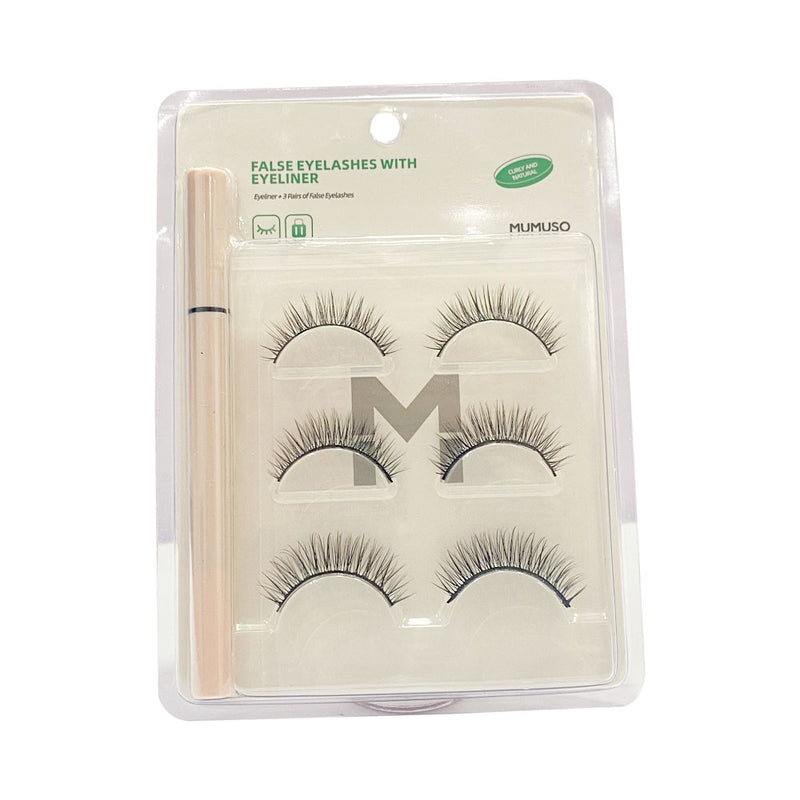 Mumuso False Eyelashes with Eyeliner - 3 Sets