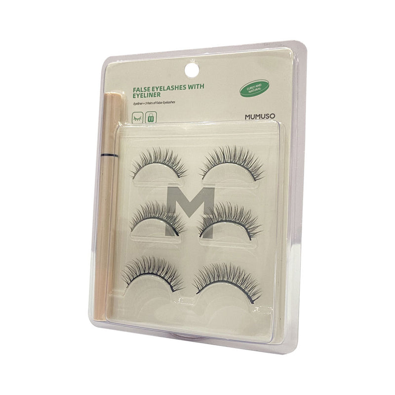 Mumuso False Eyelashes with Eyeliner - 3 Sets