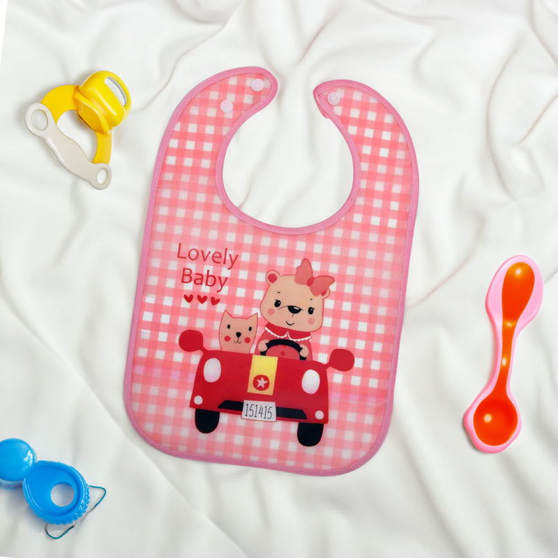 Mumuso Portable Bib For Babies, Cute Bear/Pink