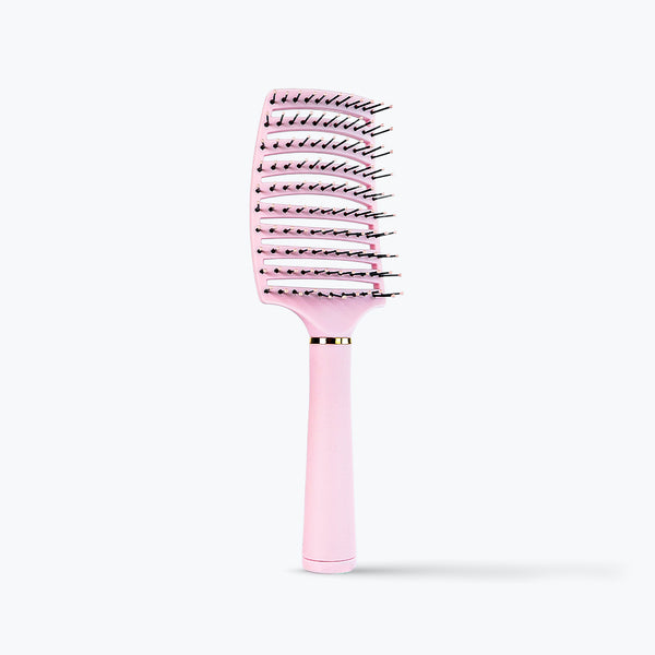 Mumuso Hollowed Out Detangling Hair Brush with Cleaning Scraper - Pink