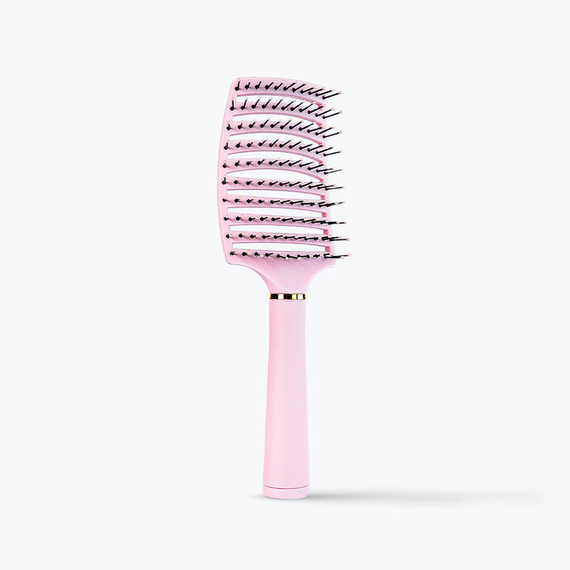 Mumuso Hollowed Out Detangling Hair Brush with Cleaning Scraper - Pink