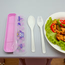 Mumuso 2-Piece Plastic Flatware Set - Pink (Cute Cat)