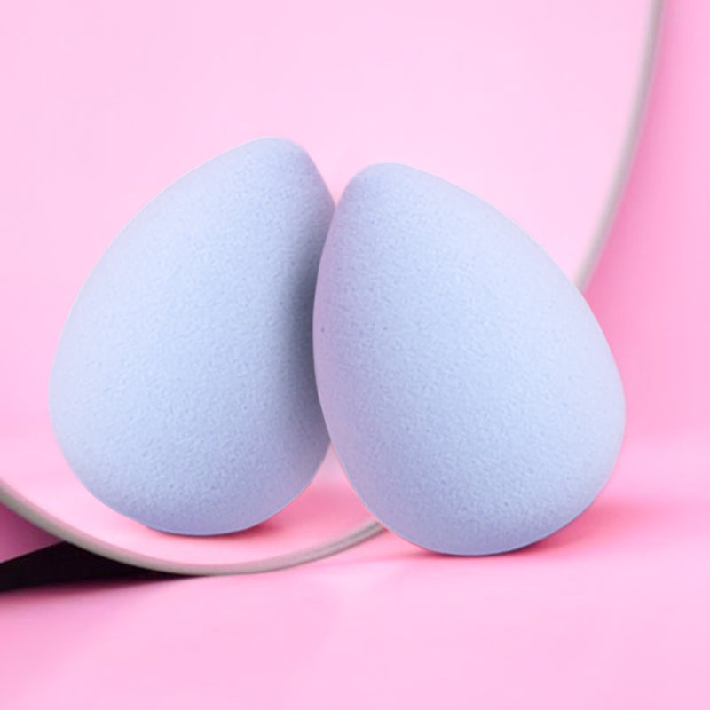Mumuso Smooth And Soft Make-Up Sponge With Transparent Case Water Drop Shape - Skyblue
