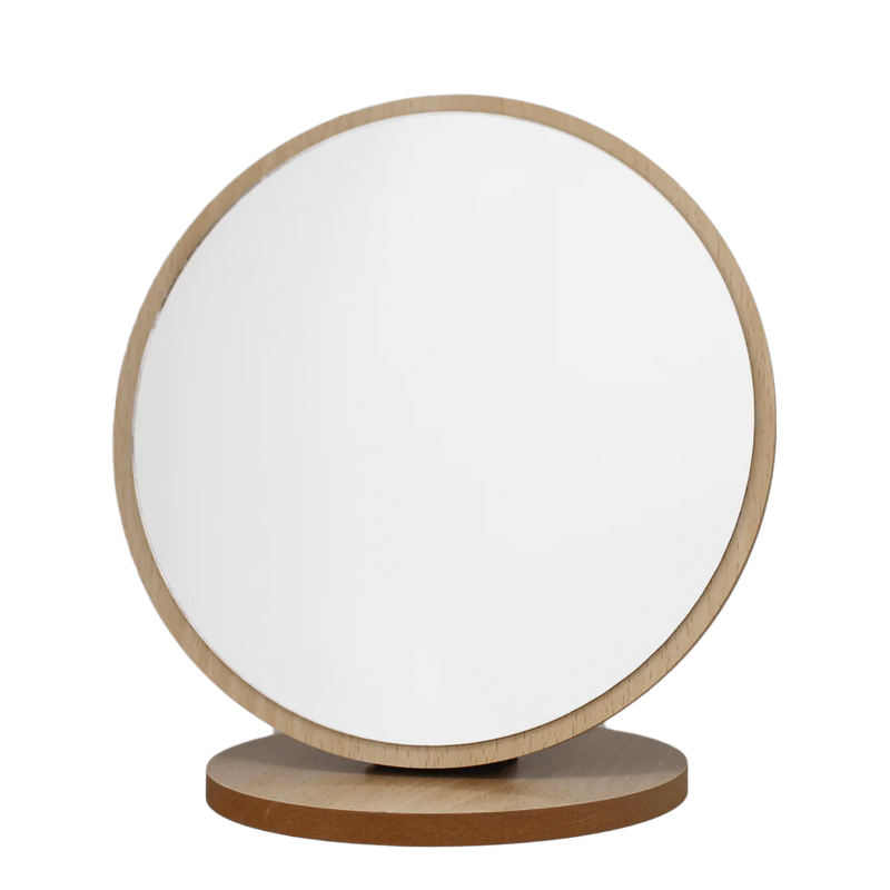 Mumuso Wooden Base & Frame Round Folding Mirror