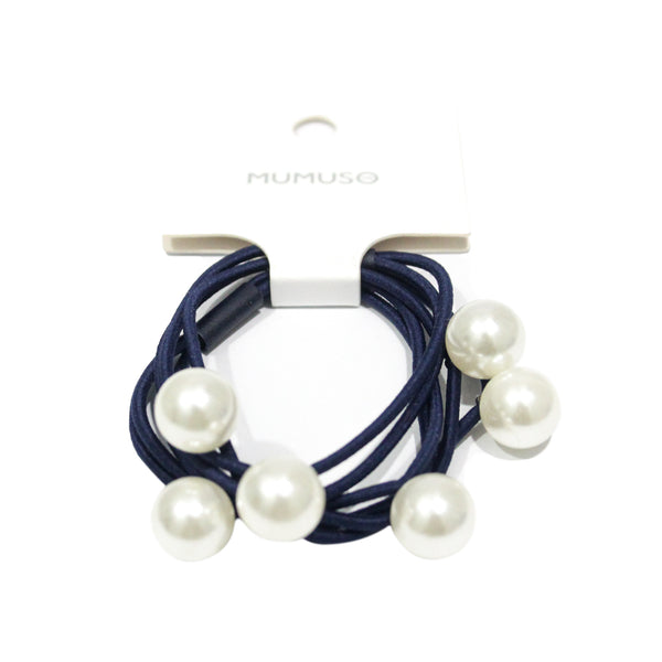 Mumuso Hair Tie with pearl design - Blue