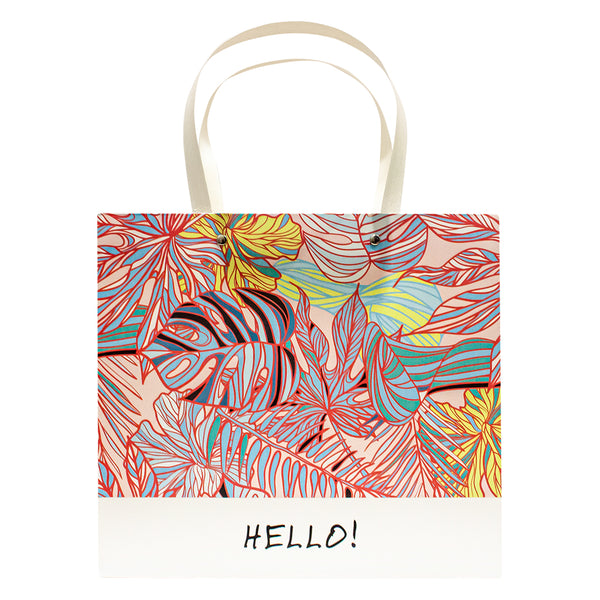 Mumuso Beautiful Rectangular Gift Bag  with Red Rainforest Design - Medium