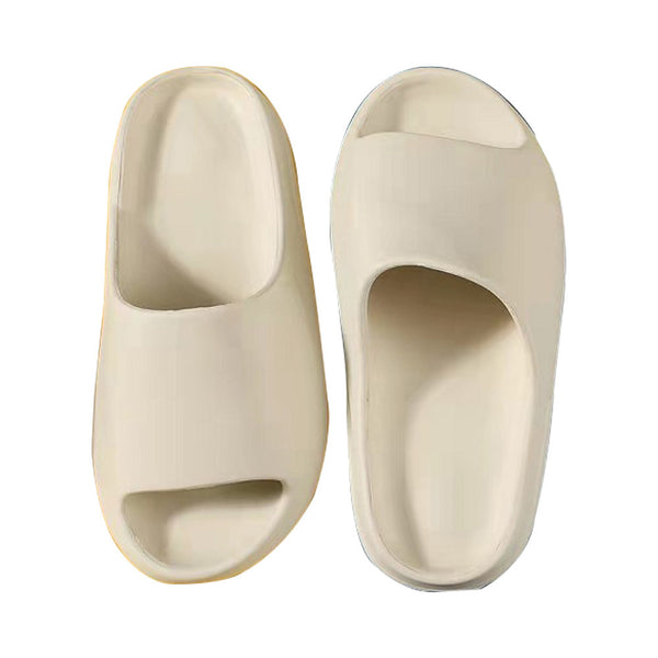 Mumuso Men'S Flat Circular - Shaped Slippers Size 40-41, Creamy White