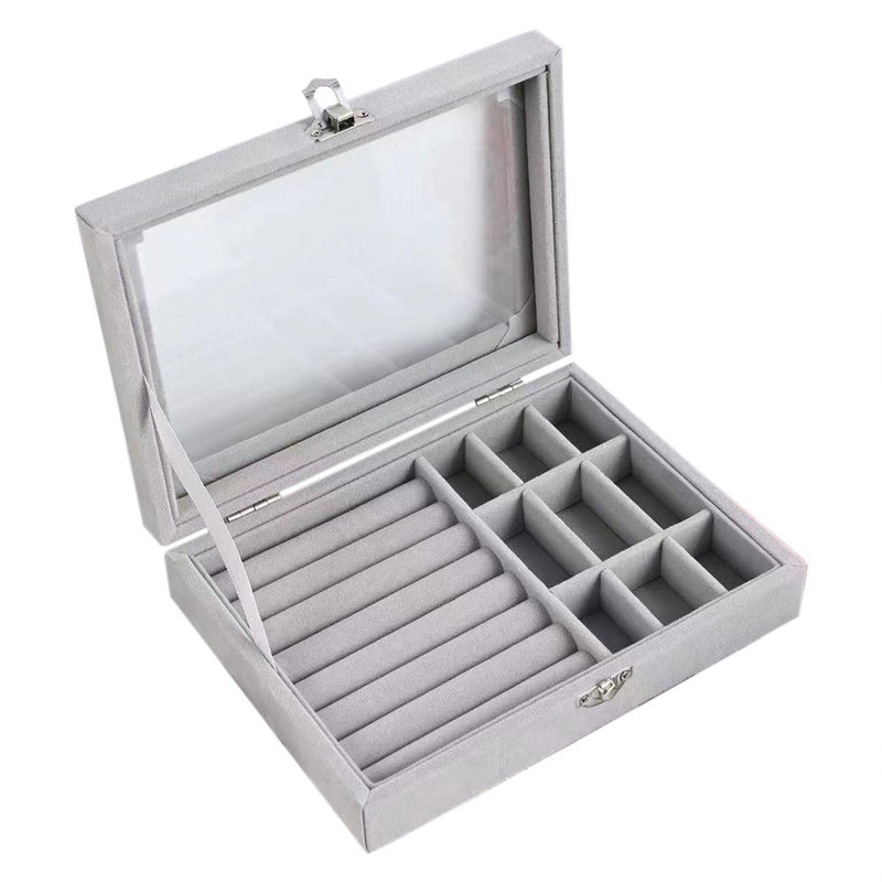 Mumuso Nine-Grid Jewelry Box-Grey