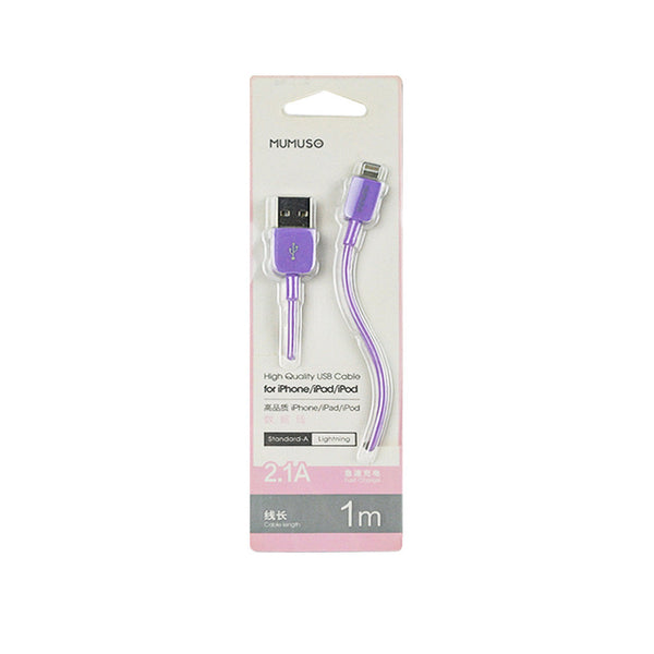 Mumuso 1 Meter High Quality USB Cable For Iphone / Ipad / Ipod 2.1A, Purple