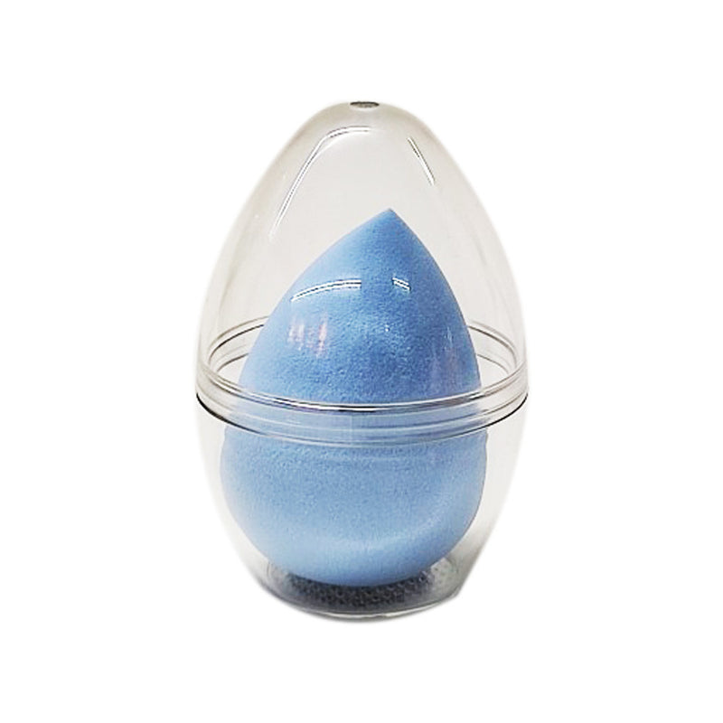 Mumuso Smooth And Soft Make-Up Sponge With Transparent Case Water Drop Shape - Skyblue