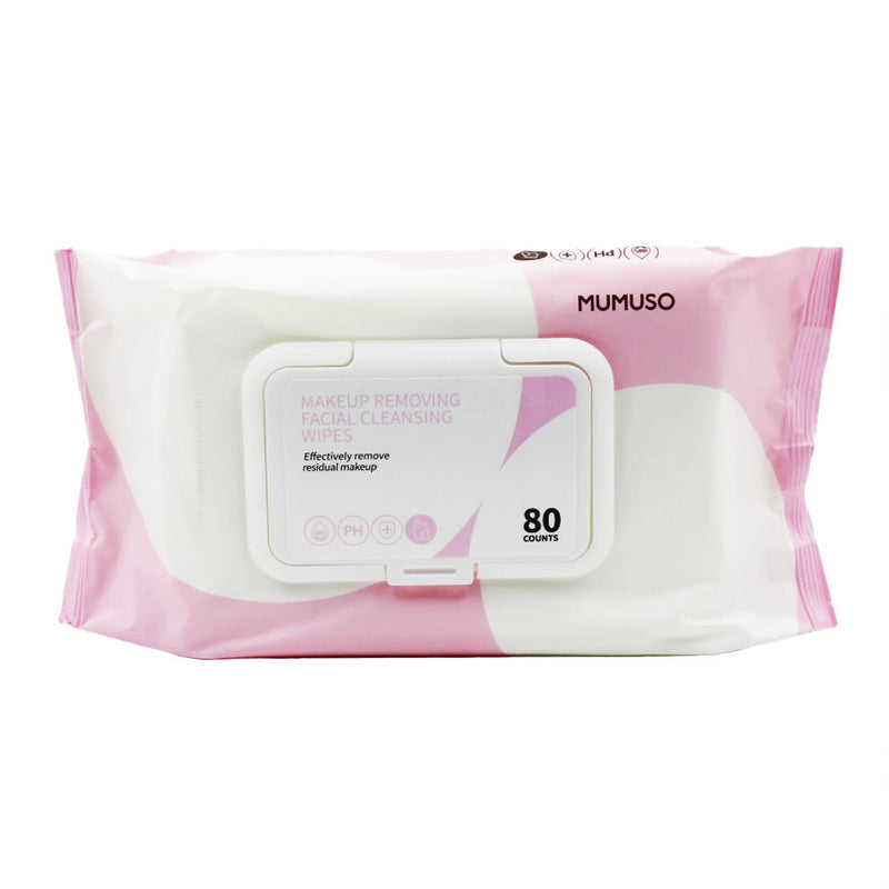 Mumuso Makeup Removing Facial Cleansing Wipes 80 Counts - Pink