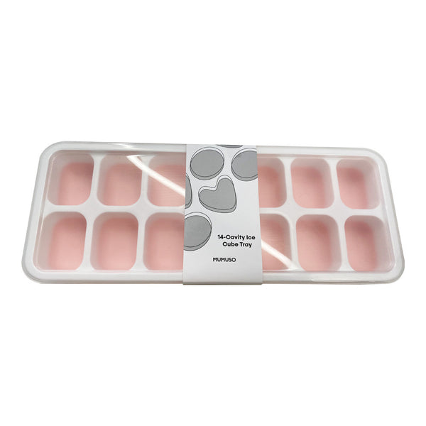 Mumuso 14-Cavity Ice Cube Tray - Pink And White