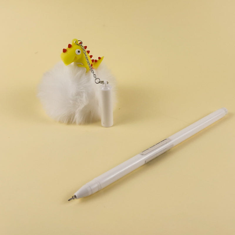 Mumuso Gel Pen, Dinosaur Hair Ball Pen