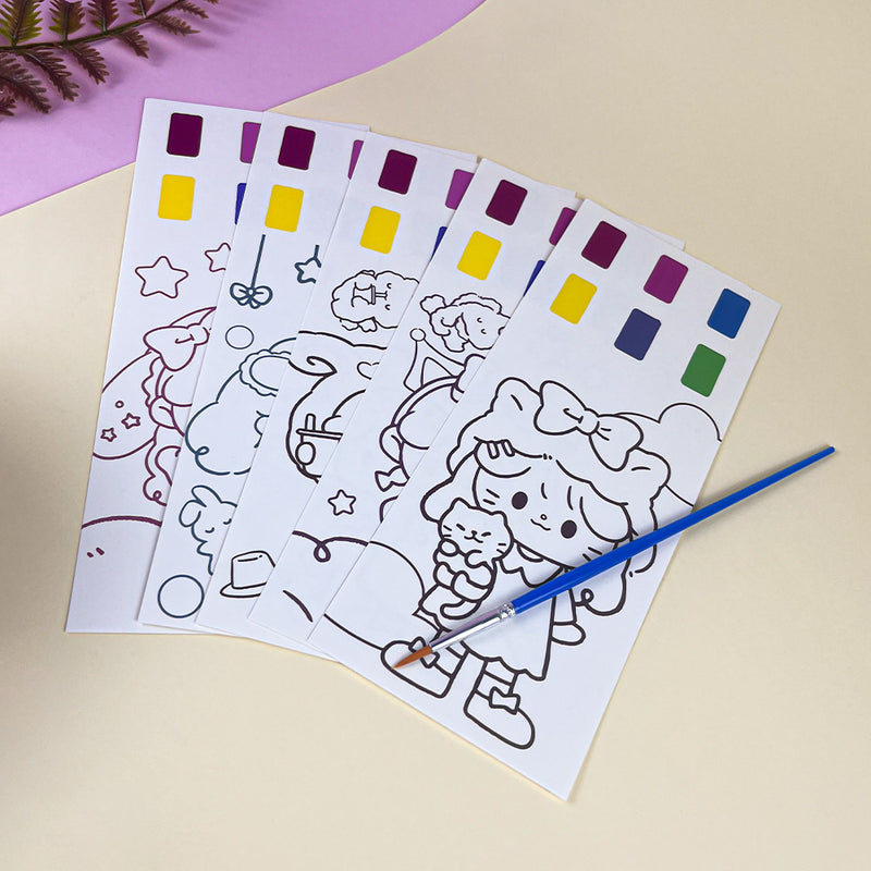 Mumuso Lovely Girl DIY Coloring Cards