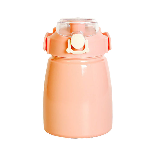 Mumuso Big belly insulated water bottle with lid lock and strap - Peach